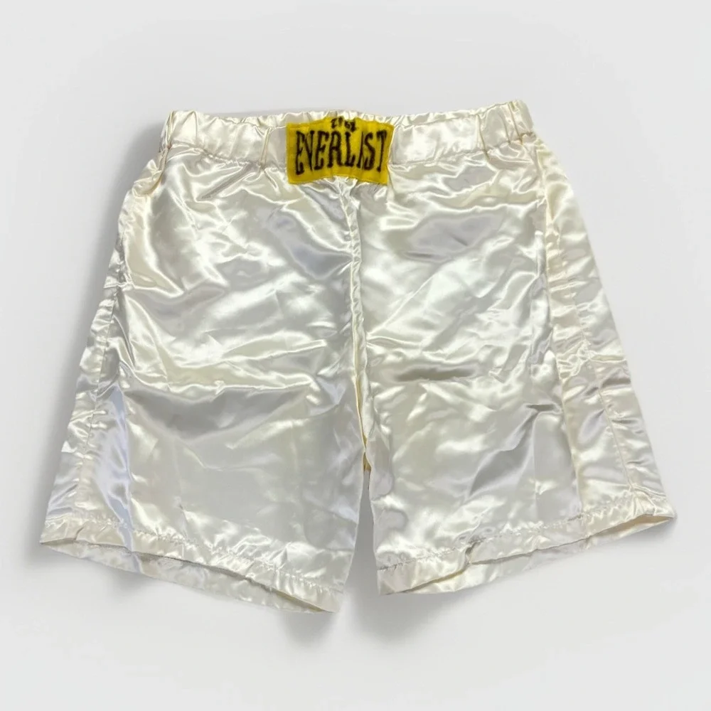 Vintage Everlast Satin Shorts Mens M‎ White Boxing 70s Retro